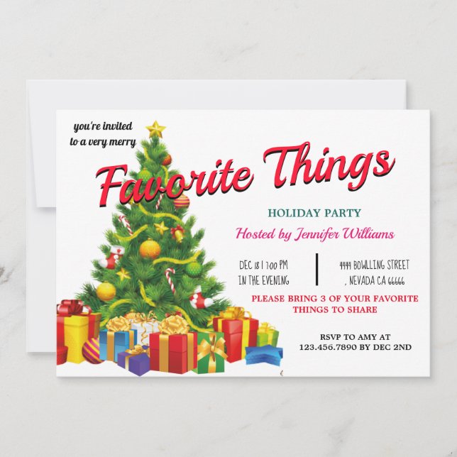 Invitación Cosas favoritas Navidades Fiesta moda rústica de i (Anverso)