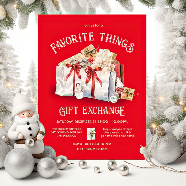 Invitación Cosas favoritas Navidades intercambio de regalos d (Subido por el creador)