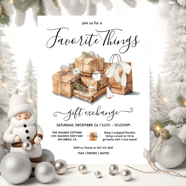 Invitación Cosas favoritas Navidades intercambio de regalos d (Subido por el creador)