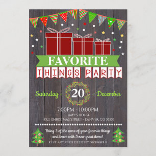 Invitación Cosas favoritas que los Navidades dan a cambio