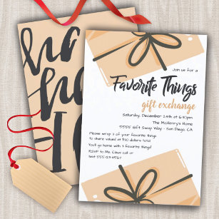 Invitación Cosas favoritas regalo paquetes de papel marrón de