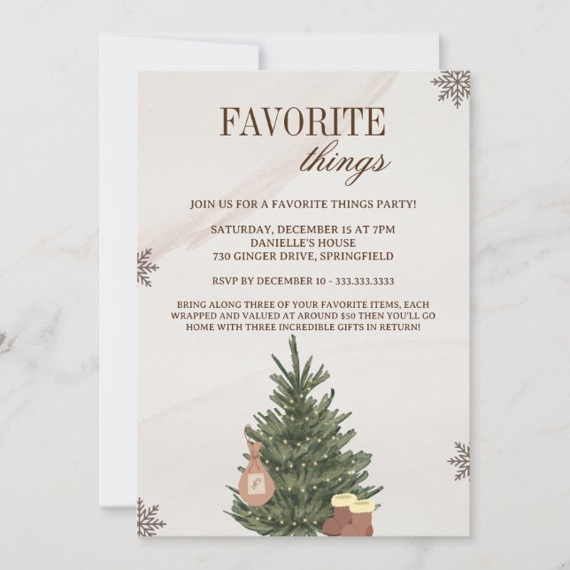 Invitación Cosas Favoritas y Fiesta de Navidad de Intercambio (Anverso)