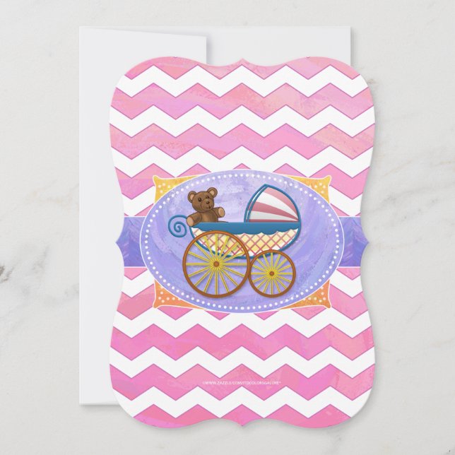 Invitación Cosas para bebés con candía de algodón (Anverso)