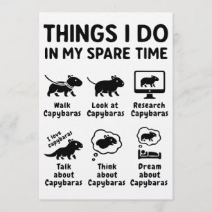 Invitación Cosas que hago en mi tiempo libre Capybara diverti