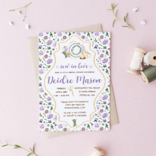 Invitación ¡Cose con Amor! Bordado, Lluvia de Novia Floral