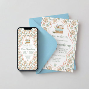 Invitación ¡Cose con Amor! Bordado, Lluvia de Novia Floral