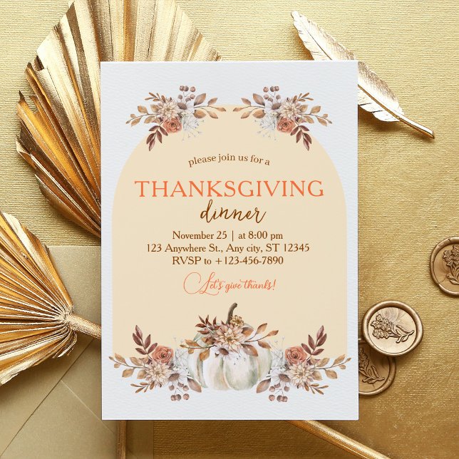 Invitación Cosecha Acogedora Patrón de reunión de otoño (Rustic Autumn Bliss Thanksgiving Dinner Invitation)