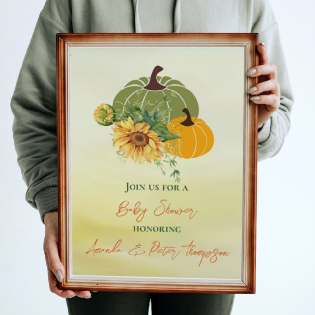 Invitación Cosecha Calabaza Cute Girasoles Baby Shower Amaril (Subido por el creador)