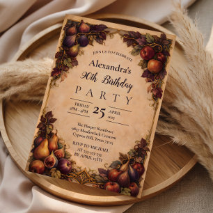 Invitación Cosecha de Frutas de Otoño Vintage para 90 Cumplea