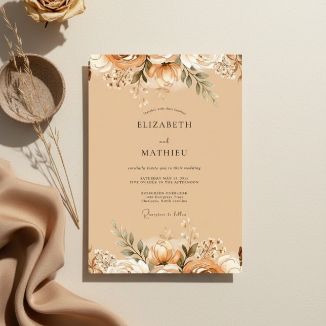 Invitación Cosecha de Melocotón Floración de Boda (Subido por el creador)