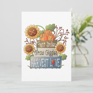 Invitación Cosecha de Otoño Amor Girasoles y Calabazas