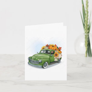 Invitación Cosecha de otoño en un camión verde