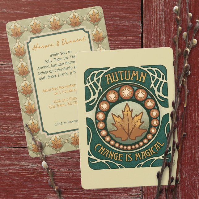 Invitación Cosecha de otoño, Fiesta de la cena (Autumn Harvest, Dinner Party Invitation)