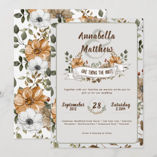 Invitación Cosecha de otoño Floral de Woodland Rústico Natura