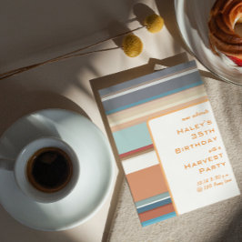 Invitación Cosecha de otoño moderna 35º cumpleaños franjas co