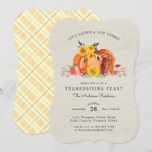Invitación Cosecha de Parche de Calabaza Fiesta de Cena de