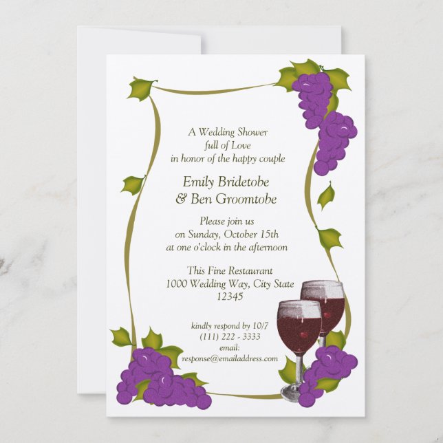 Invitación Cosecha de uvas Ducha de Novias (Anverso)