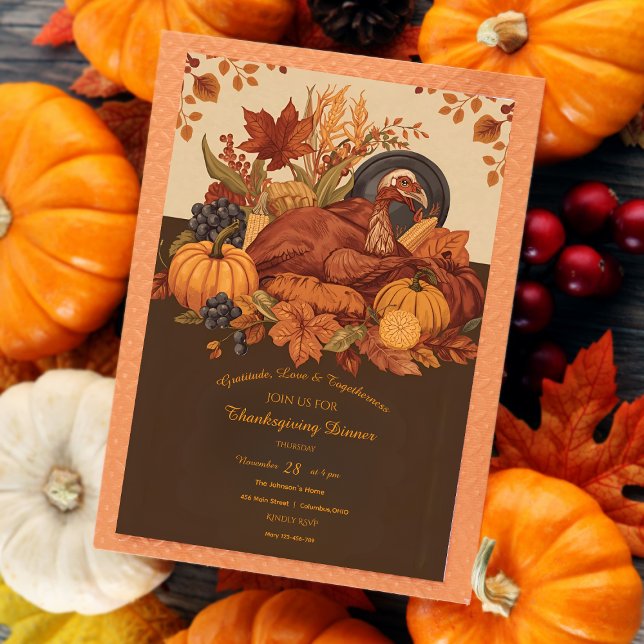 Invitación Cosecha Fiesta tradicional de Acción de Gracias Ce (Subido por el creador)