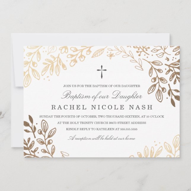 Invitación Cosecha Flores Bautismo (Anverso)