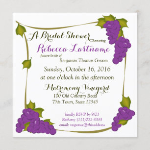 Invitación Cosecha uvas viñas Ducha de novias