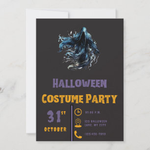 Invitación Cosechadora Negra Espeluznante de Halloween