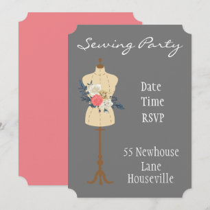 Invitación coser de coser Fiesta vintage