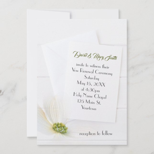 Invitación Cosmos Blancos en Renovar Votos de Madera (Anverso)