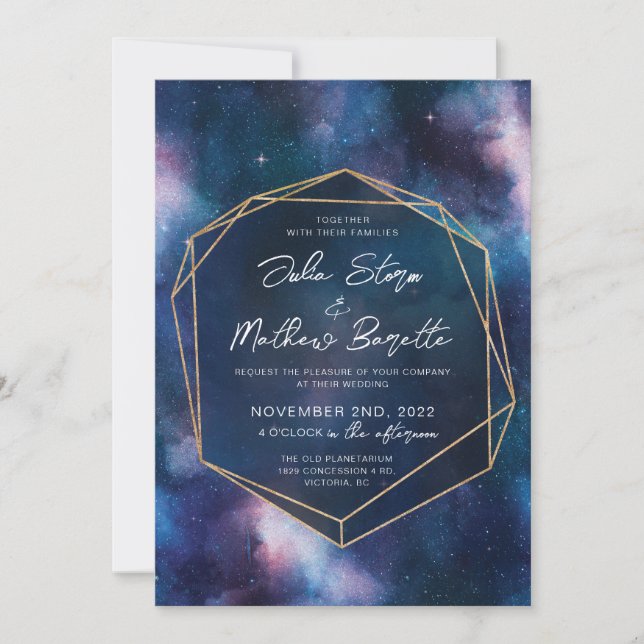 Invitación Cosmos, Invitati, Boda espacial galácti (Anverso)