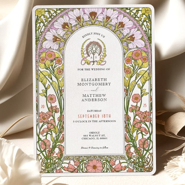 Invitación Cosmos rosados y flores silvestres amarillas Art N (Subido por el creador)