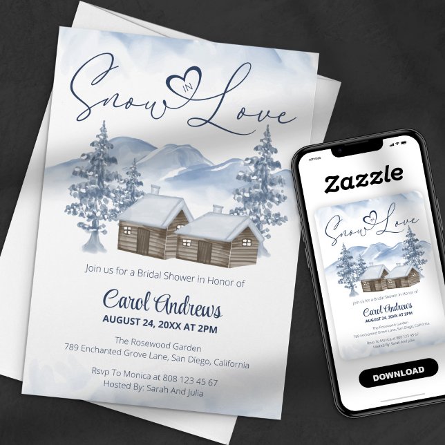 Invitación Cosmosa nieve enamora acuarela invierno ducha de n (Subido por el creador)