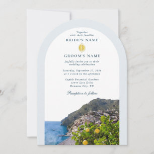 Invitación Costa Amalfi Arco Boda Italia Limones Acuarela