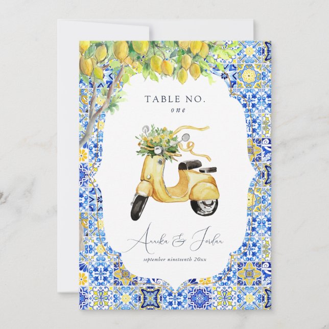 Invitación Costa Amalfi | Boda mediterráneo de limón (Anverso)