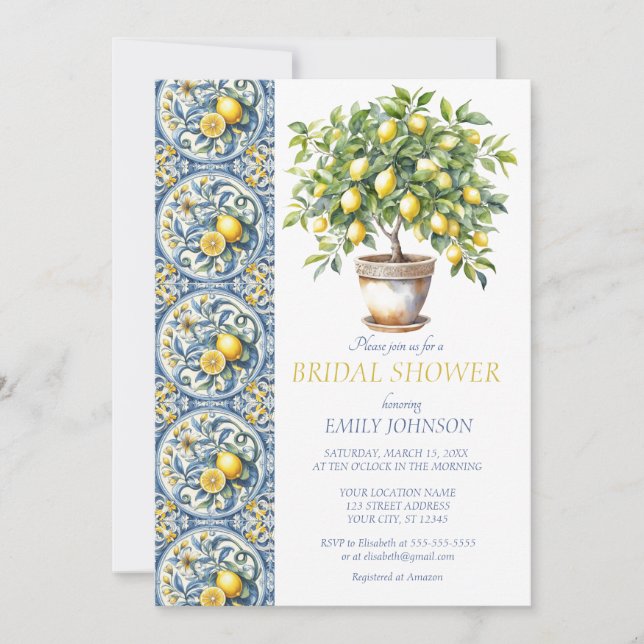 Invitación Costa Amalfi Italia Lemon tree Brillante (Anverso)