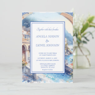 Invitación Costa Amalfitana Azulejos azules Italia Foto perso