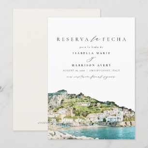 Invitación Costa Amalfitana Italia Español Guardar fecha