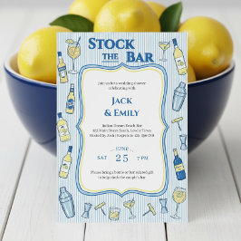 Invitación Costa de Amalfi Azul y Blanco a Rayas Abastece el 