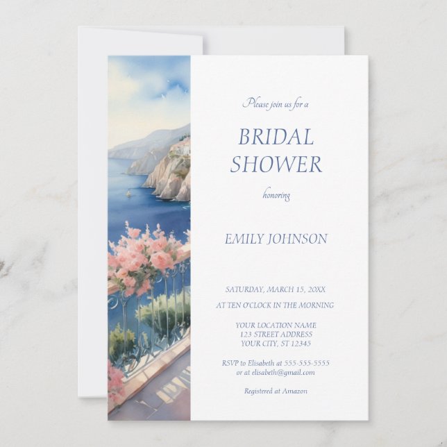 Invitación Costa de Amalfi Italia Ducha de novias (Anverso)