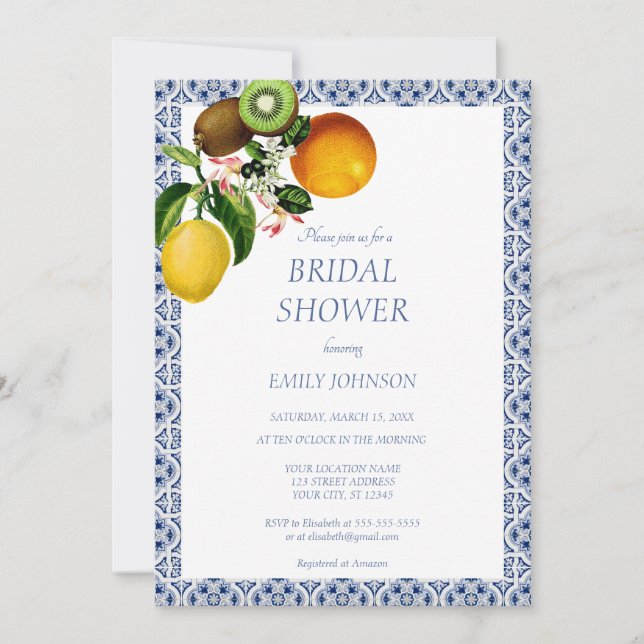 Invitación Costa de Amalfi Italia Ducha de novias (Anverso)