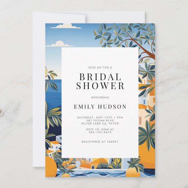 Invitación Costa de Amalfi Italia Ducha de novias (Anverso)