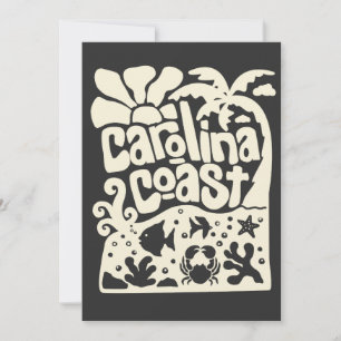 Invitación Costa de Carolina Playa Vintage Retro Palma Árbol