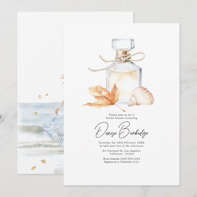 Invitación Costa Estilo Otoño - Despedida de Soltera de Otoño (Anverso / Reverso)