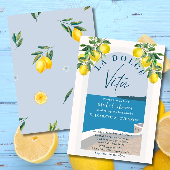 Invitación Costa Mediterránea La Dolce Vita Ducha De Novias (Subido por el creador)