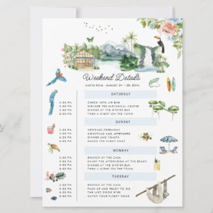 Invitación Costa Rica   Fin de semana Boda ilustrado