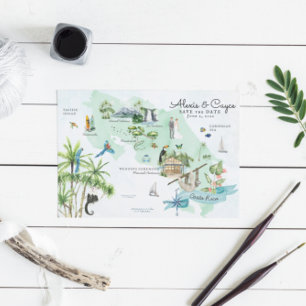 Invitación Costa Rica   Mapa del itinerario de la boda de des