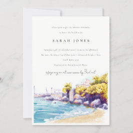 Invitación Costa Sand Beach Rocky Seascape Bridal Shower