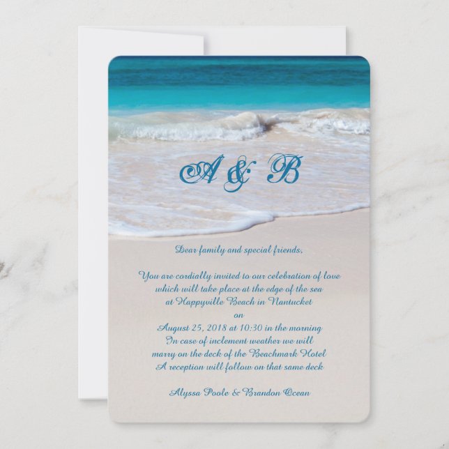 Invitación Costa Vaca Carta Boda De Pareja (Anverso)