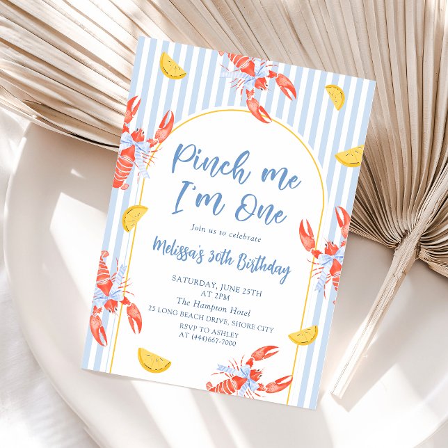 Invitación costera de cumpleaños de Pinch Me Lobst (Subido por el creador)