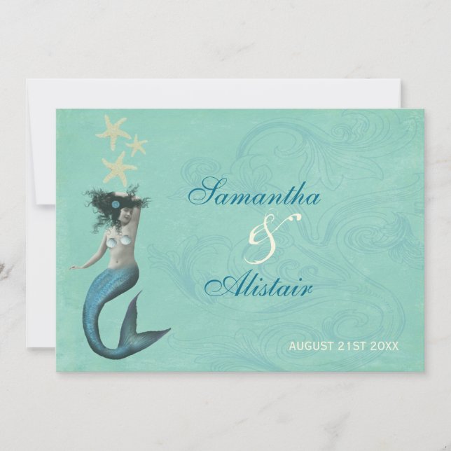 Invitación costera de la boda de la playa de la (Anverso)