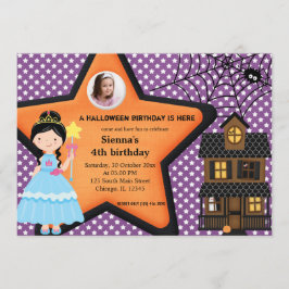 Invitación Costuma de cumpleaños de Halloween (púrpura)