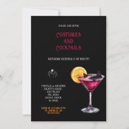 INVITACIÓN COSTUMBRES Y CÓCTELES DE COLOR ROSA Y PURPLE HALLO